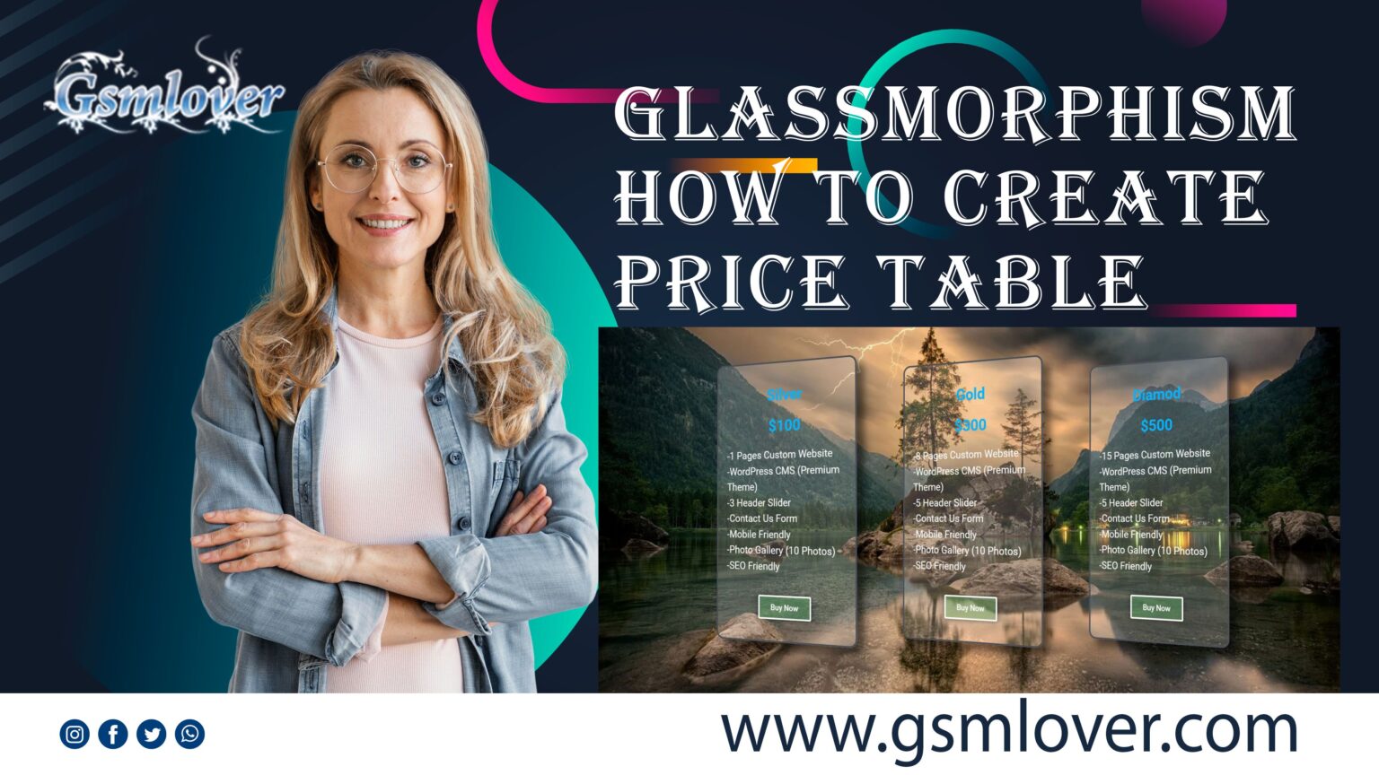 How to Create Price table with glass effect in wordpress How to create Price Table